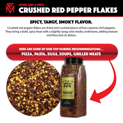 Spice rack crushed red pepper flakes with text on a white background